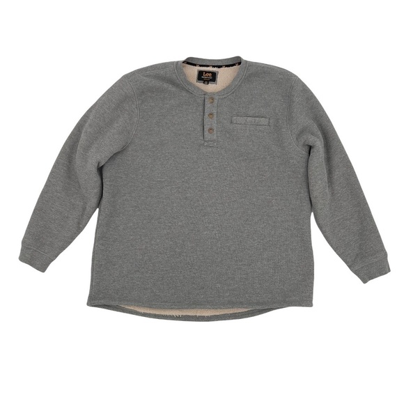 Lee Gray Sherpa Lined Long Sleeve Button Up Sweatshirt Size XXL Men’s - Picture 1 of 8